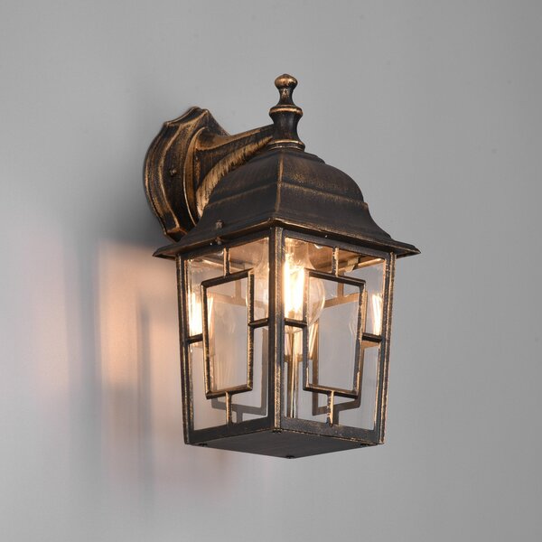 Trio Lighting Aplică de exterior Volturno, soclu inferior, antichitate culoare rugină, reglabil, Maro / Rugină, Aluminiu, Antichitate