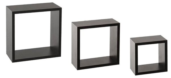 Set 3 cuburi perete 25/20/15x9 cm MDF Negru