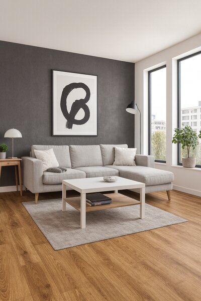 Covorul PVC linoleum Plank 067, Latimi 1 m, 1.5 m, 2 m si 2,5 m, Maro Imitatie parchet, Suport Pasla 100 x 300