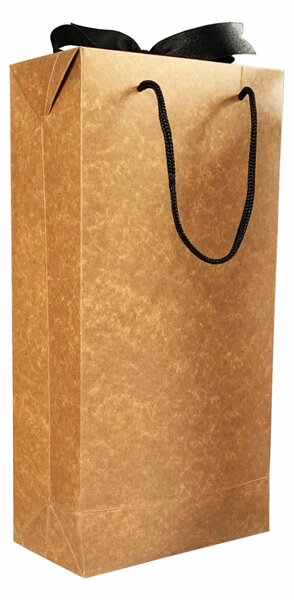 SET 10 Boxbag pungi cadou kraft natur pentru 2 sticle vin (35x18x9 cm)