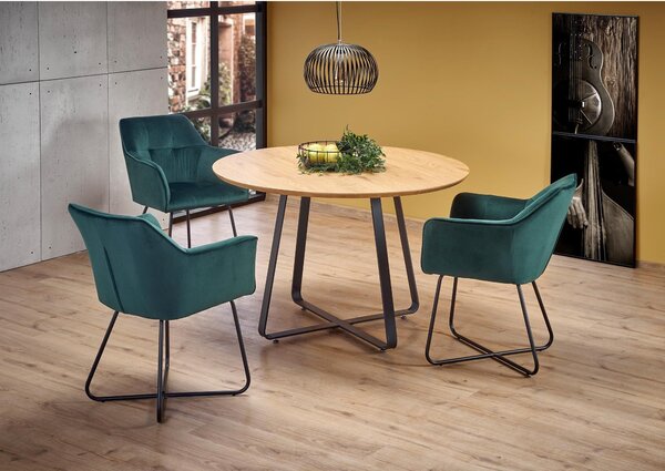 Scaun tapitat K377, verde, 60x62x81 cm
