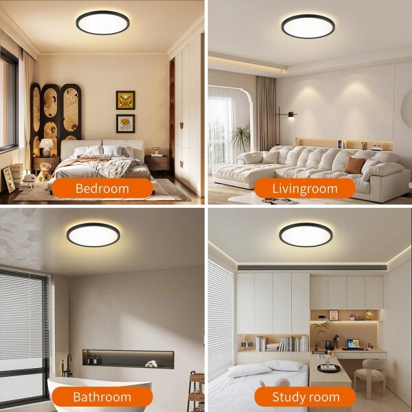 Plafonieră LED pentru baie Brilagi ULTRA SLIM LED/24W/230V d. 42 cm negru IP54