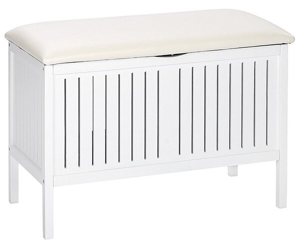 Cos rufe/scaun, Wenko Oslo, 2 in 1, 17 L, Lemn, Alb