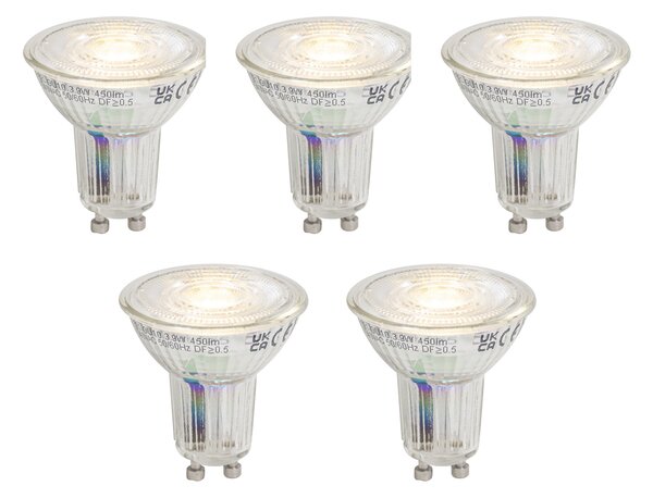 Set de 5 becuri LED GU10 50 reglabile 3,9W 450 lm 3000K Longlife