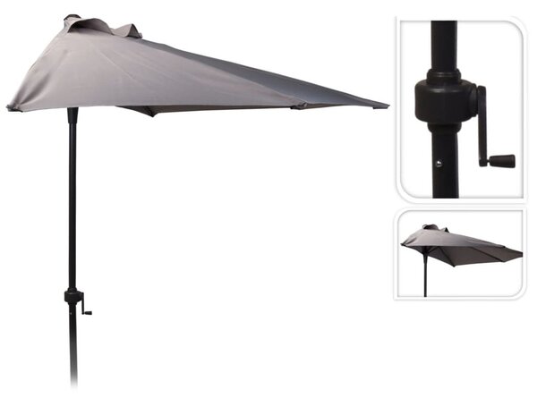 ProGarden Umbrelă de soare, gri deschis, 250 cm, semirotundă FC3000210