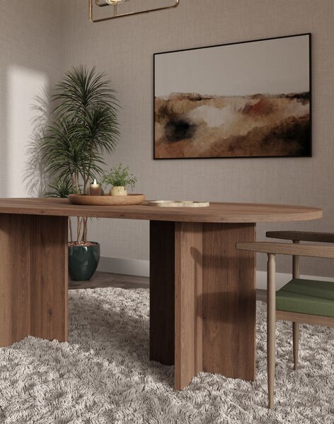 Masă de dining ovală Loen, nuc okapi (203x90 cm)