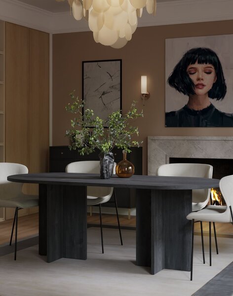 Masă de dining ovală Loen, frasin portland (203x90 cm)