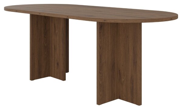 Masă de dining ovală Loen, nuc okapi (203x90 cm)