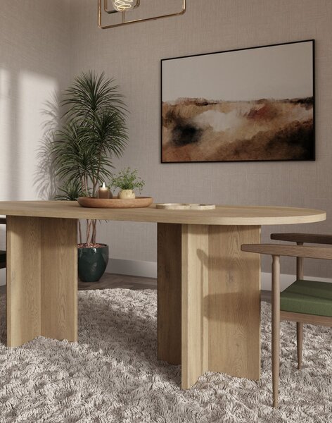 Masă de dining ovală Loen, stejar cremona (203x90 cm)