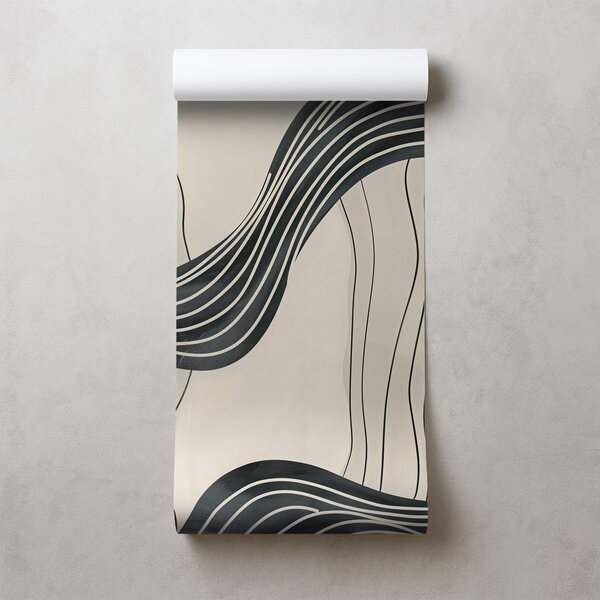 Tapet valuri abstracte alb-negru