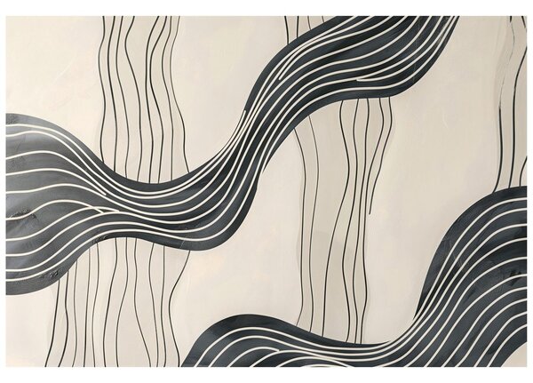 Tapet valuri abstracte alb-negru