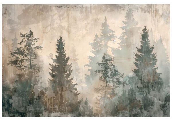 Tapet ceață de pădure în tonuri pastelate