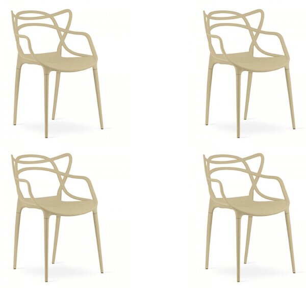 Set 4 scaune din plastic KATO, bej