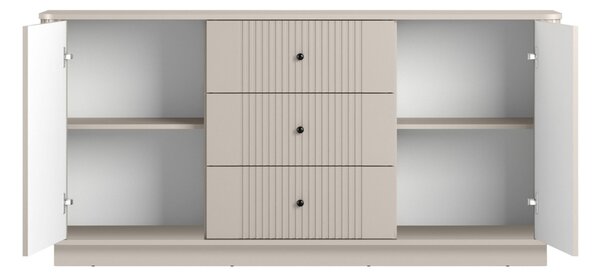 Comodă cu sertare pe soclu Vesper 160 cm - cashmir / mânere negre