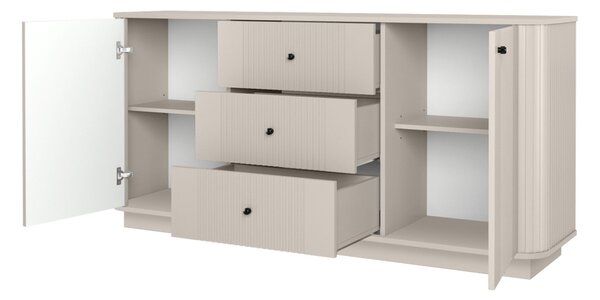 Comodă cu sertare pe soclu Vesper 160 cm - cashmir / mânere negre