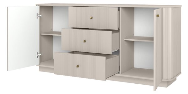 Comodă cu sertare pe soclu Vesper 160 cm - cașmir / mânere aurii
