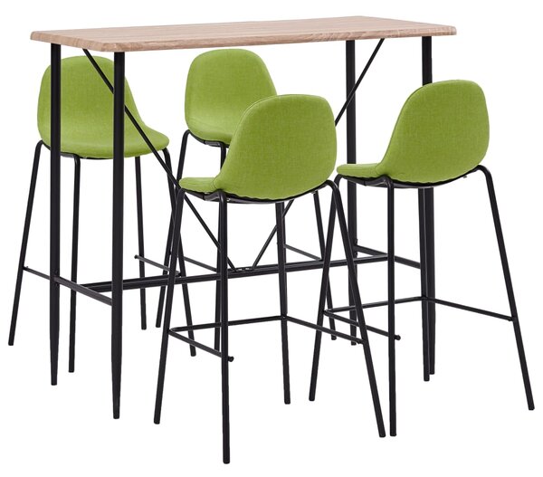 Set mobilier de bar, 5 piese, verde, material textil