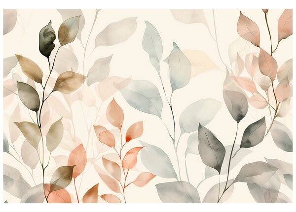 Fototapet frunze acuarelă delicate în tonuri pastel