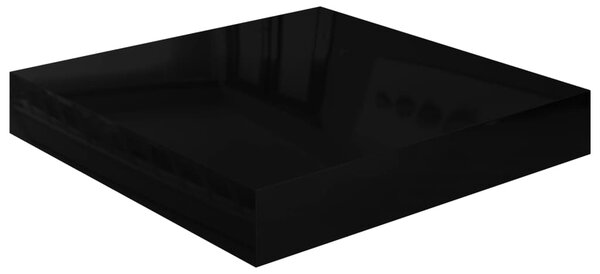 Raft de perete suspendat negru extralucios, 23x23,5x3,8 cm, MDF