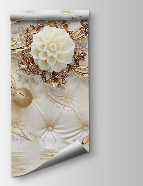 Fototapet Design floral elegant pe textură luxoasă, Fototapet flori 3D, Fototapet populare, u12847 - Tapeko.ro