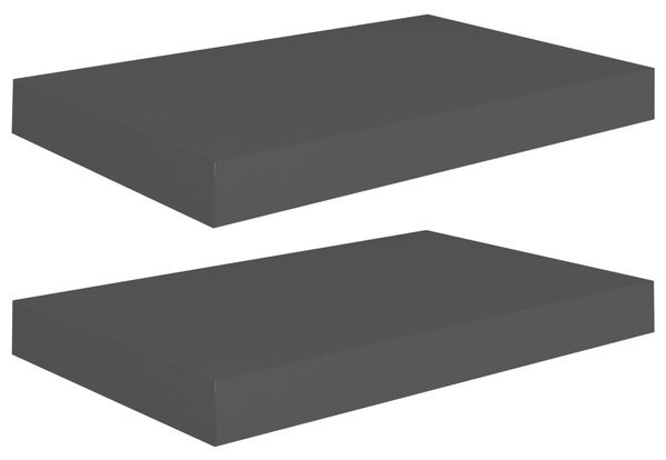 Rafturi de perete suspendate 2 buc., negru, 40x23x3,8 cm, MDF