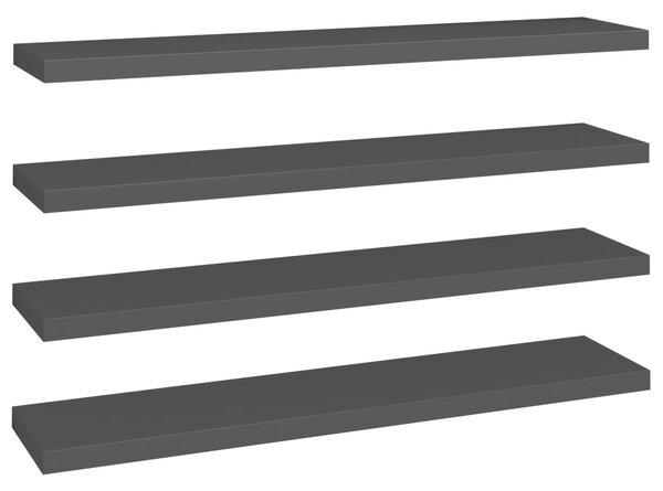 Rafturi de perete suspendate 4 buc. negru 120x23,5x3,8 cm MDF