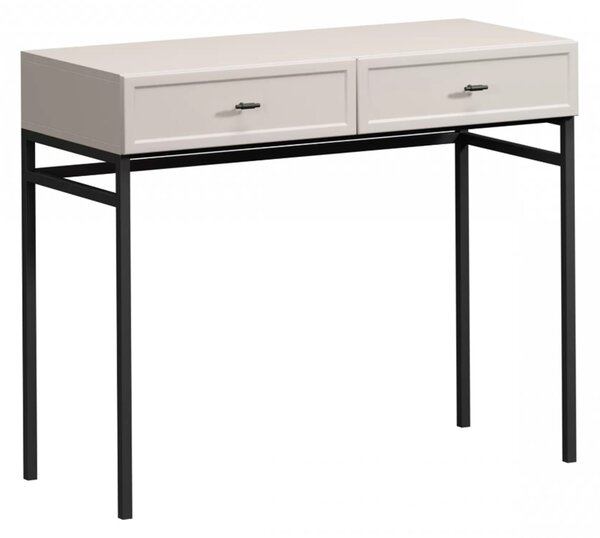 Consolă / măsuță toaletă Lorini 100 cm cu sertare - cașmir / mânere negre T-bar / cadru