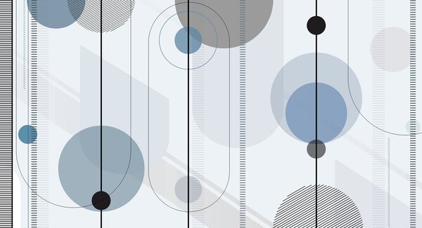 Fototapet Un cercuri și linii gri și negre, Fototapet abstracte, Fototapet populare, u95379v1 - Tapeko.ro