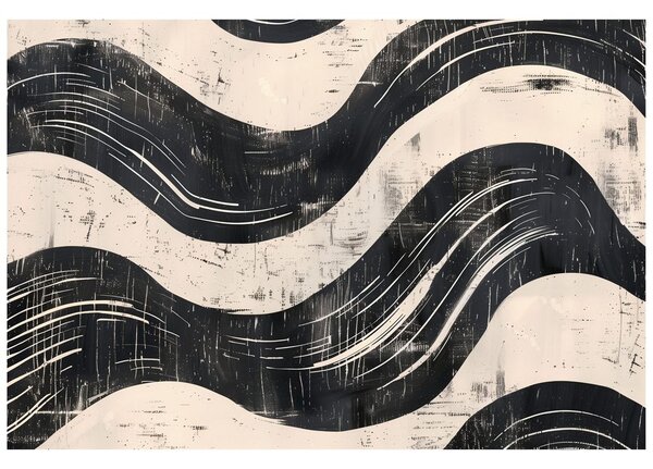 Fototapet valuri abstracte alb-negru