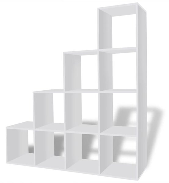 Bibliotecă tip scară/Raft de expunere, alb, 142 cm