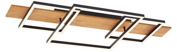 Plafonieră de design neagră pătrată, incl. LED, cu dimmer în 3 trepte - Nimue