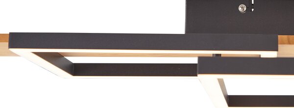 Plafonieră de design neagră pătrată, incl. LED, cu dimmer în 3 trepte - Nimue