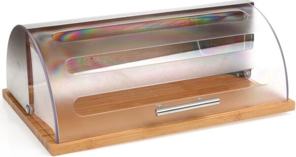 Cos servire pentru paine, Secret de Gourmet, 37x27x15 cm, Lemn, Maro/Transparent