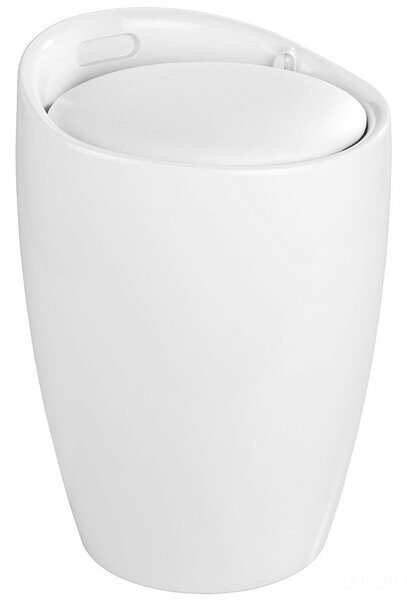 Pufa CANDY WHITE - coș de rufe, 2 în 1, WENKO, alb
