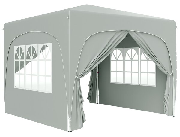 Outsunny Pavilion Pliabil cu Ferestre Laterale și Geantă de Transport, 300x300x273 cm, Gri Deschis | Aosom Romania