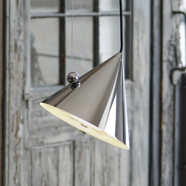 Tom Dixon Lampă suspendată LED Pose de Dixon, argintiu, Ø 25 cm, oțel, dimabil, reglabil, Metalic, Camera de zi / sufragerie, Metal, Design