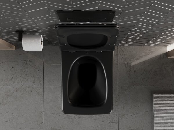 Mexen Vera, WC suspendat fără margine 51 x 36 cm cu scaun cu cădere lentă din duroplast, negru mat, 30164070