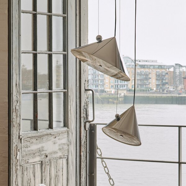 Tom Dixon Lampă suspendată LED Pose de Dixon, argintiu, Ø 25 cm, oțel, dimabil, reglabil, Metalic, Camera de zi / sufragerie, Metal, Design
