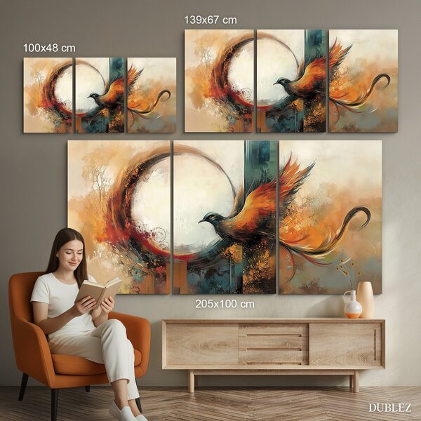 DUBLEZ | Tablou triptic - Phoenix | Imprimare UV premium