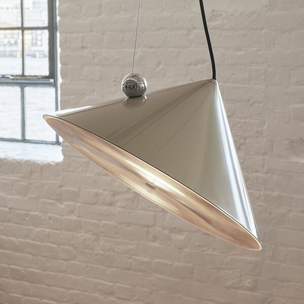 Tom Dixon Lampă suspendată LED Pose, gri-bej, Ø 43 cm oțel dimabil, reglabil, Gri, Camera de zi / sufragerie, Metal, Design