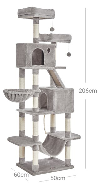 Copac pentru pisici PANTHER, 60x50x206cm, gri Feandrea