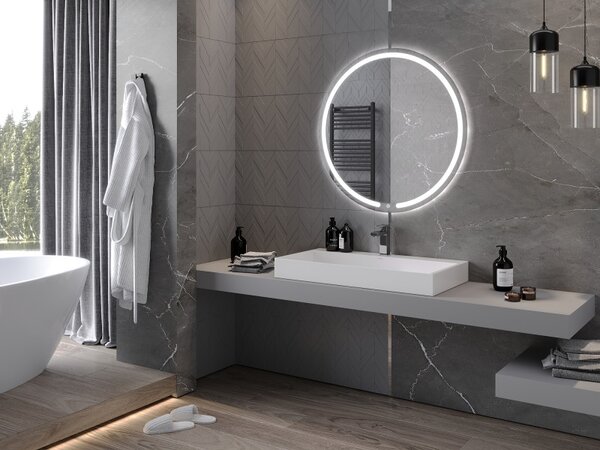 Mexen Rose, oglinda baie LED cu iluminare din spate 90x90 cm, 6000K, anti-aburire, 9810-090-090-611-00