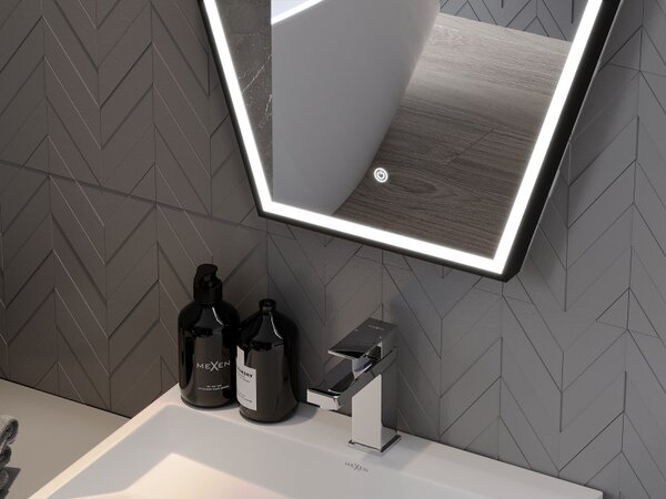Mexen Orla, oglinda baie LED cu iluminare din spate si rama neagra 60x80 cm, 6000K, anti-aburire, 9815-060-080-611-70