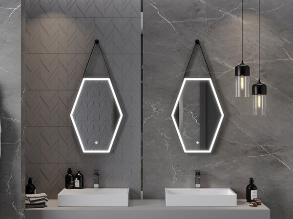 Mexen Orla, oglinda baie LED cu iluminare din spate si rama neagra 50x70 cm, 6000K, anti-aburire, 9815-050-070-611-70