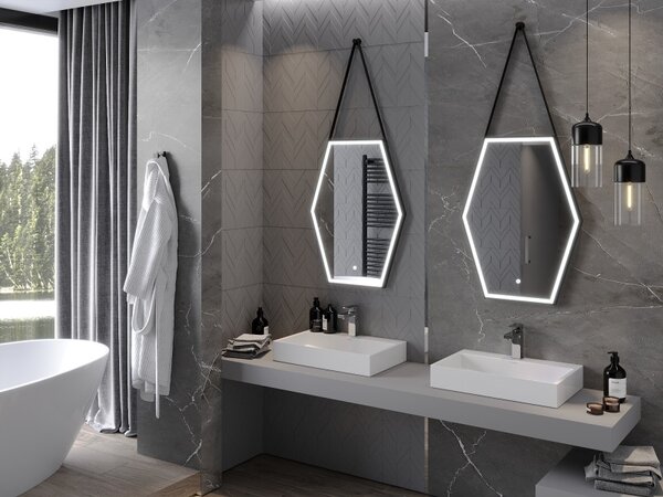 Mexen Orla, oglinda baie LED cu iluminare din spate si rama neagra 60x80 cm, 6000K, anti-aburire, 9815-060-080-611-70