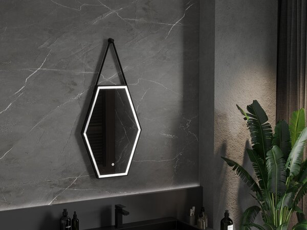 Mexen Orla, oglinda baie LED cu iluminare din spate si rama neagra 50x70 cm, 6000K, anti-aburire, 9815-050-070-611-70