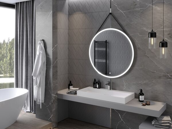 Mexen Reni, oglinda baie LED cu iluminare din spate 100x100 cm, 6000K, rama neagra, anti-aburire, 9812-100-100-611-70