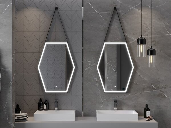 Mexen Orla, oglinda baie LED cu iluminare din spate si rama neagra 60x80 cm, 6000K, anti-aburire, 9815-060-080-611-70