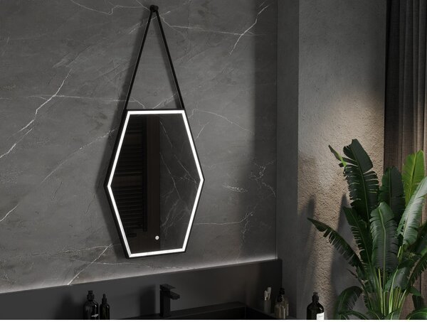 Mexen Orla, oglinda baie LED cu iluminare din spate si rama neagra 60x80 cm, 6000K, anti-aburire, 9815-060-080-611-70