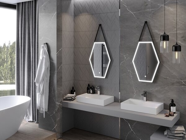Mexen Orla, oglinda baie LED cu iluminare din spate si rama neagra 50x70 cm, 6000K, anti-aburire, 9815-050-070-611-70